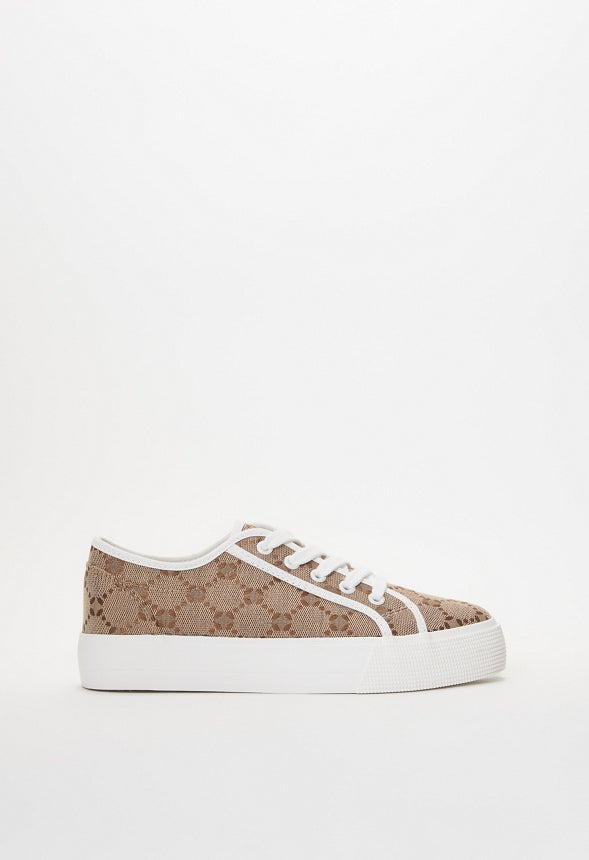 First Timer Platform Sneaker Taupe Logo