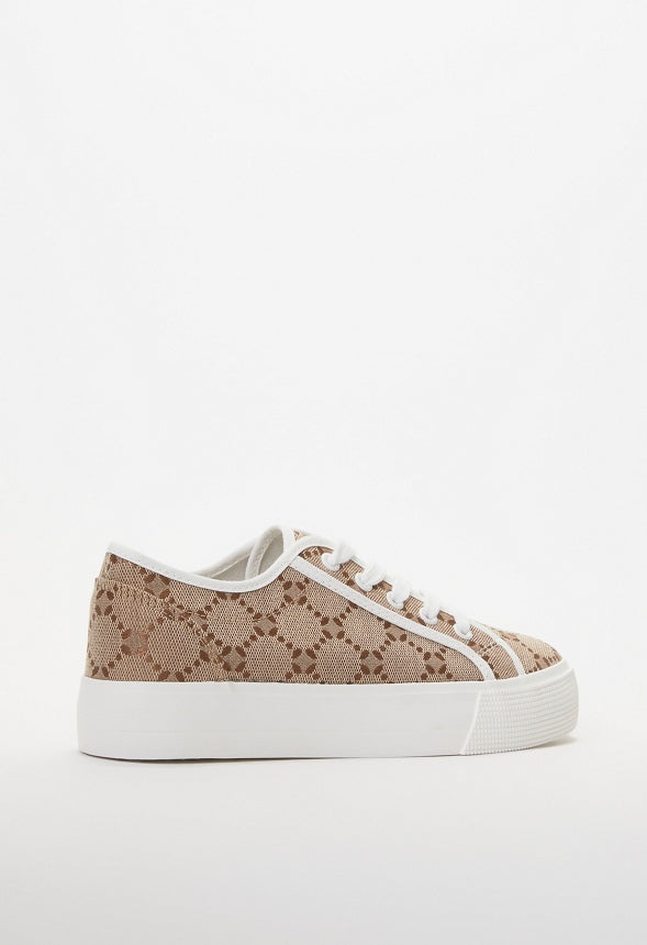 First Timer Platform Sneaker Taupe Logo