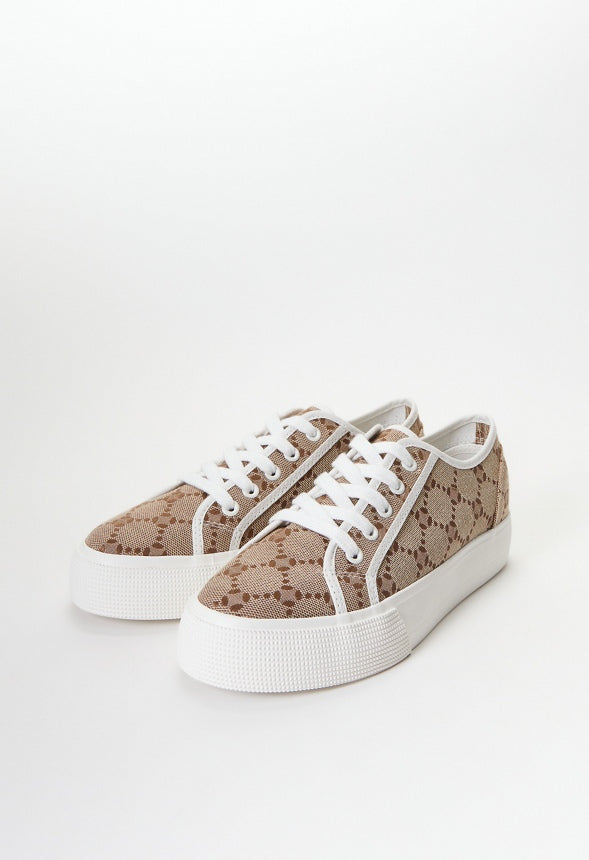 First Timer Platform Sneaker Taupe Logo