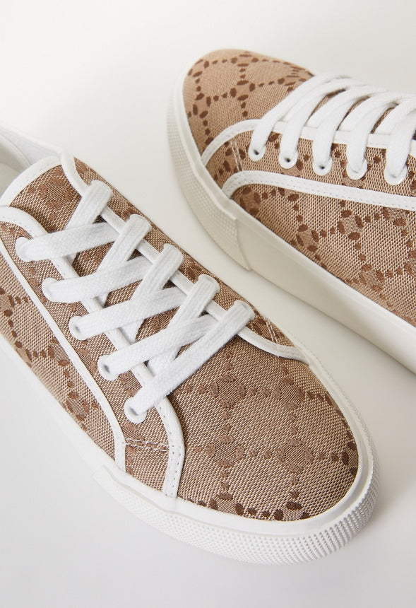 First Timer Platform Sneaker Taupe Logo