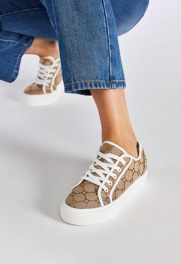 First Timer Platform Sneaker Taupe Logo
