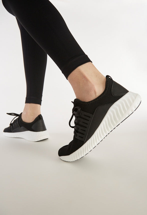 VELINDA KNIT FLAT SNEAKER Black