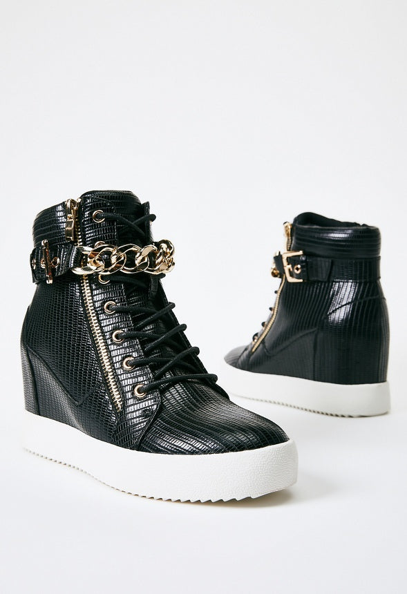 Aleale High Top Wedge Sneaker Black Caviar