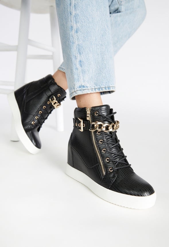 Aleale High Top Wedge Sneaker Black Caviar
