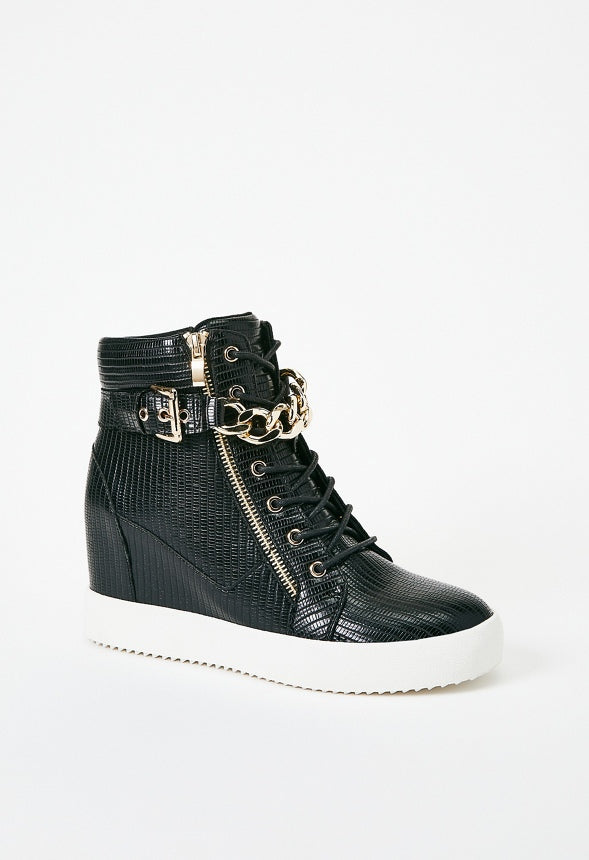 Aleale High Top Wedge Sneaker Black Caviar