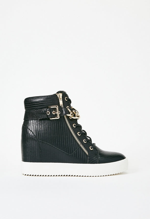 Aleale High Top Wedge Sneaker Black Caviar