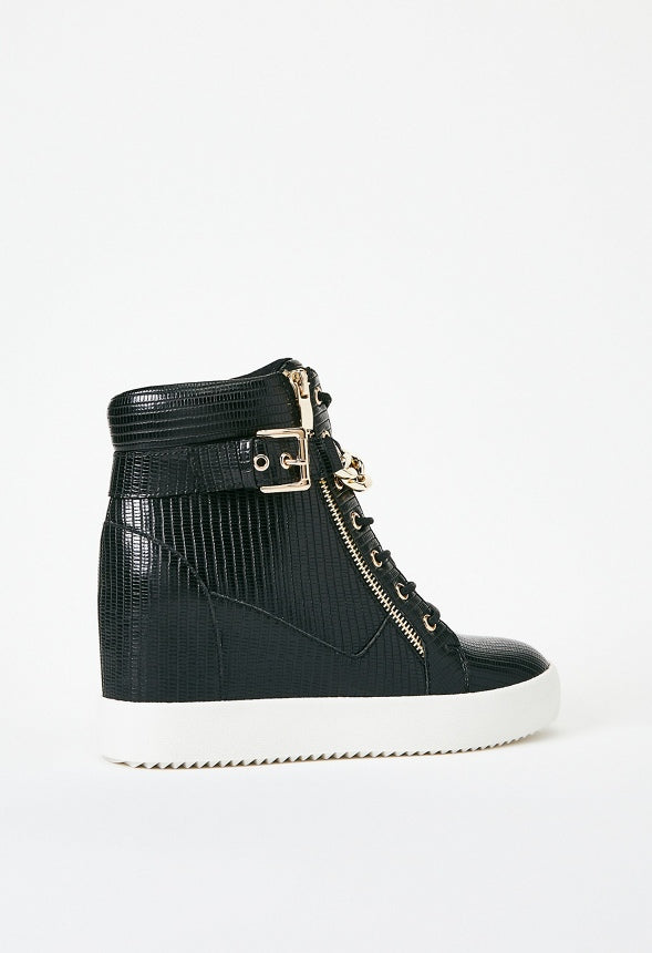 Aleale High Top Wedge Sneaker Black Caviar