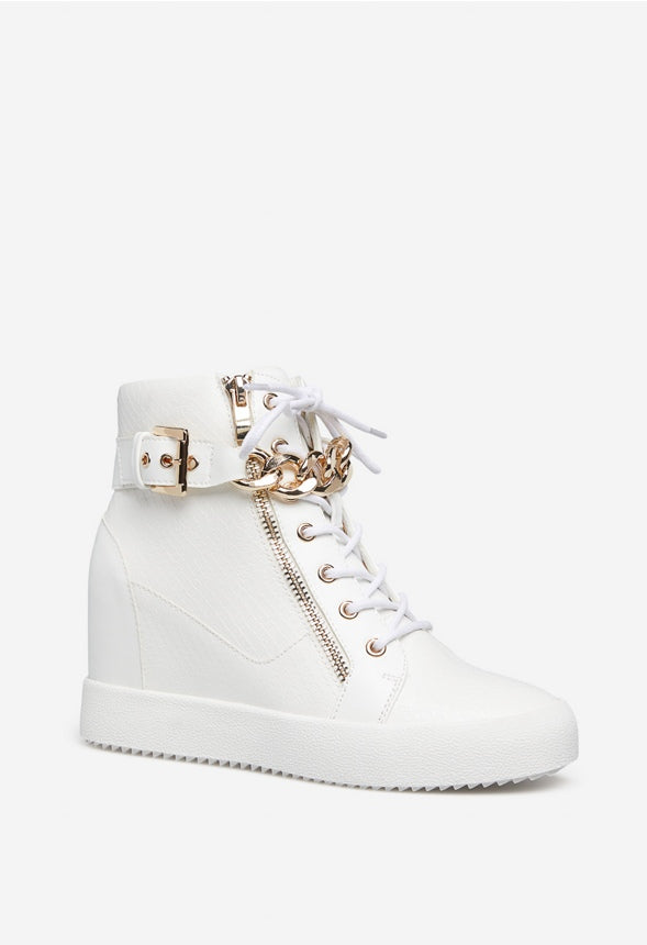 Aleale High Top Wedge Sneaker White