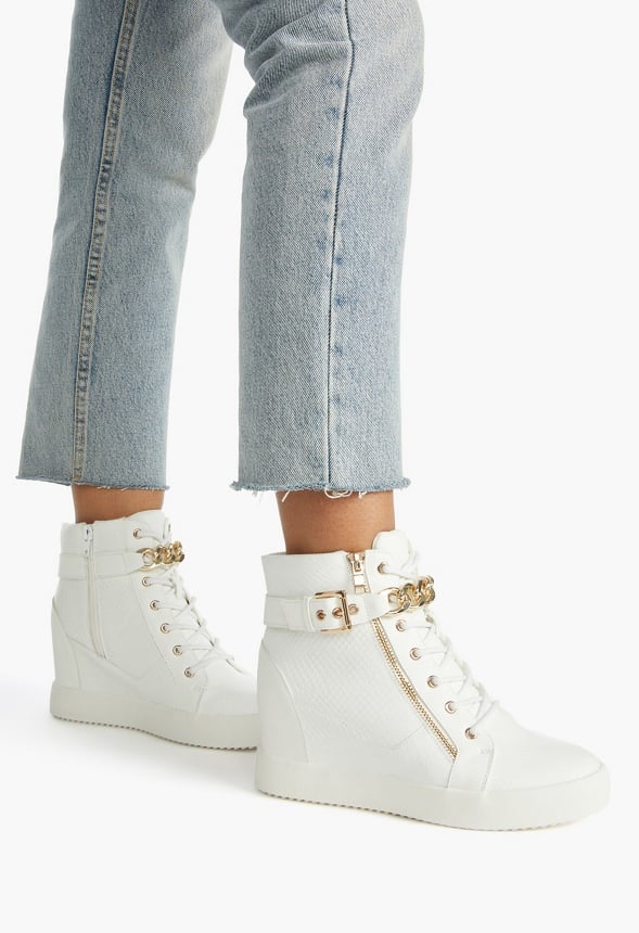 Aleale High Top Wedge Sneaker White