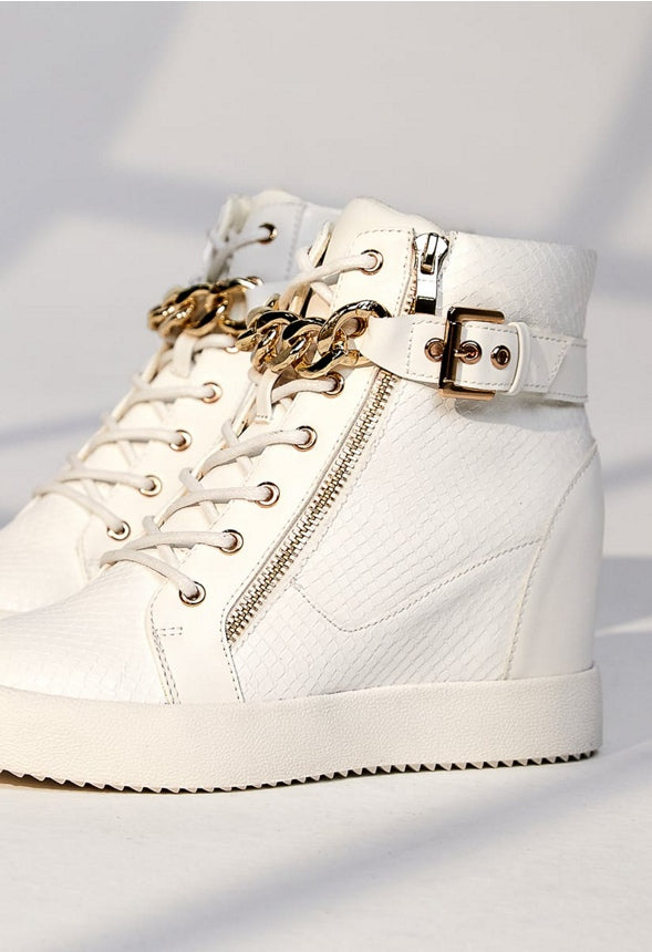 Aleale High Top Wedge Sneaker White