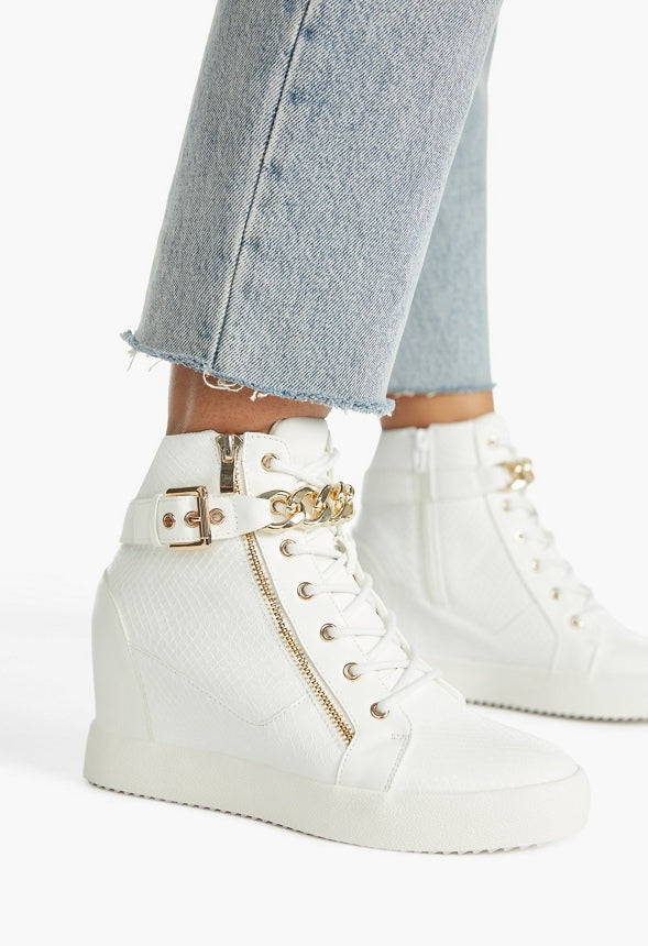 Aleale High Top Wedge Sneaker White
