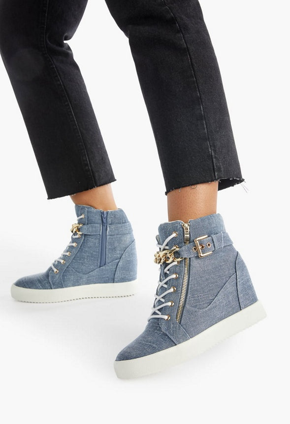 Aleale High Top Wedge Sneaker Chambray