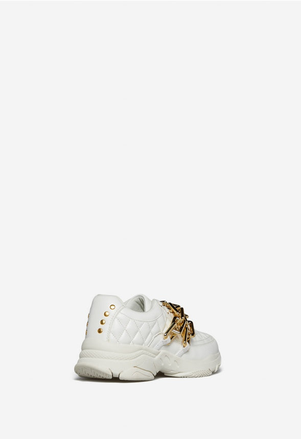 ACHELOUS EMBELLISHED SNEAKER Bright White/Gold Chain
