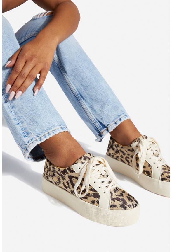 CATHLENE FLATFORM SNEAKER Leopard / Bone