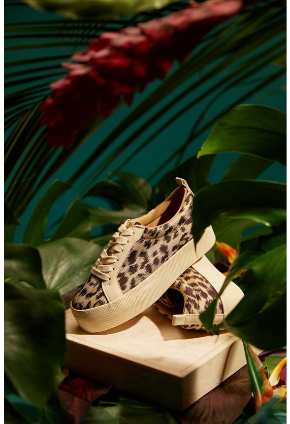 CATHLENE FLATFORM SNEAKER Leopard / Bone
