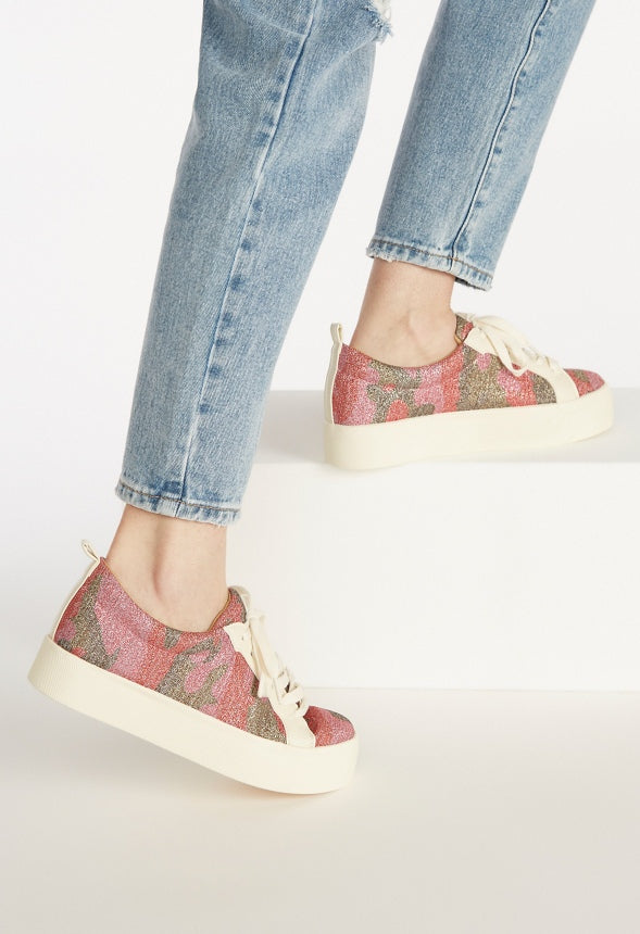 CATHLENE FLATFORM SNEAKER Hot Coral Camo