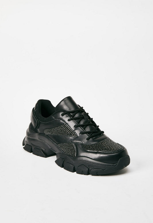 XIMENA CHUNKY SNEAKER Black Caviar/Stones
