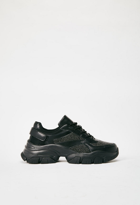 XIMENA CHUNKY SNEAKER Black Caviar/Stones