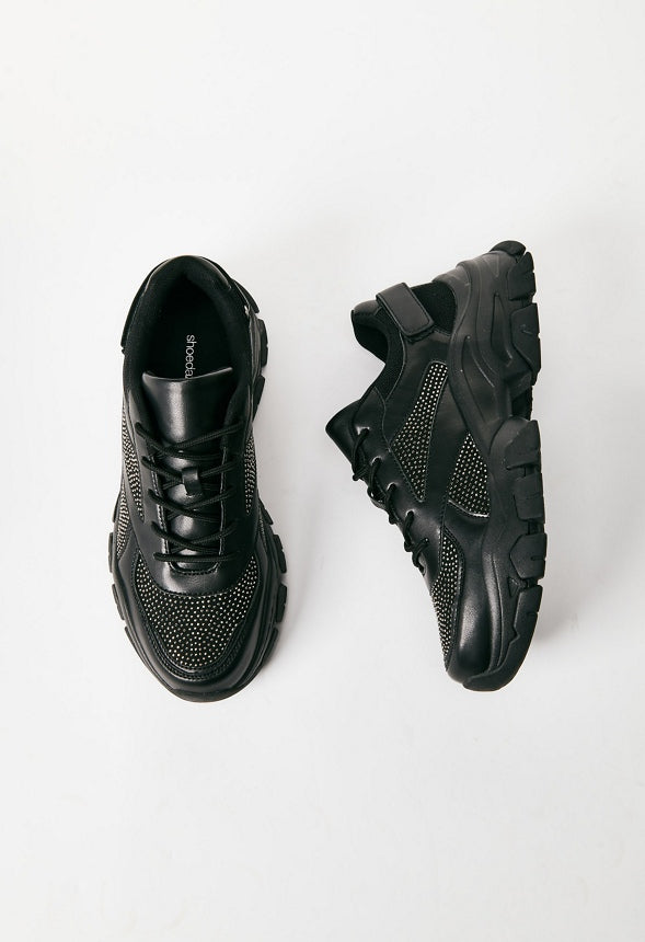 XIMENA CHUNKY SNEAKER Black Caviar/Stones