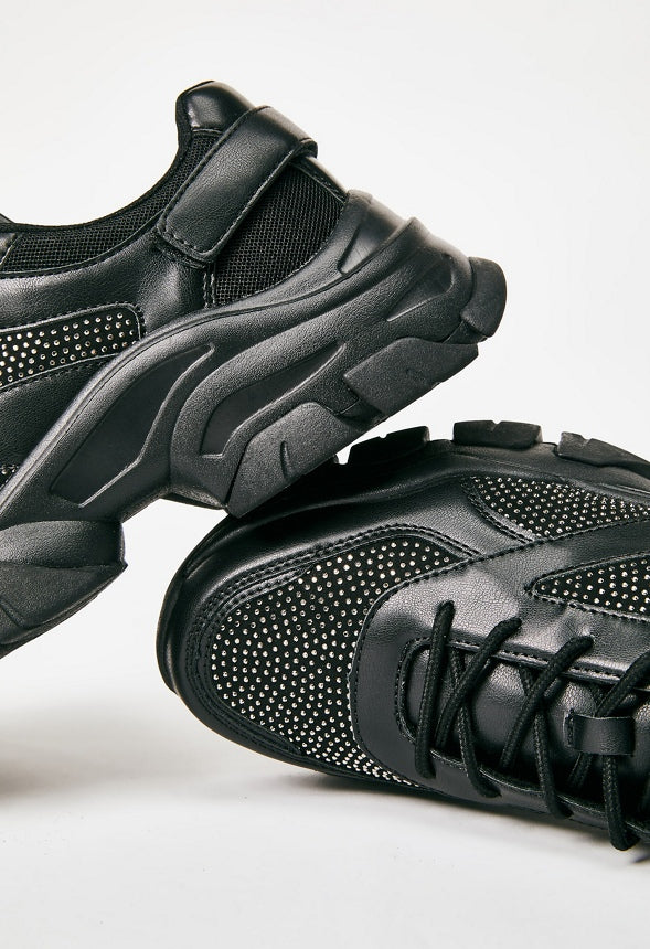 XIMENA CHUNKY SNEAKER Black Caviar/Stones