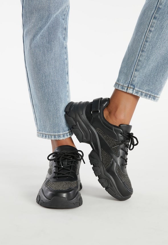 XIMENA CHUNKY SNEAKER Black Caviar/Stones