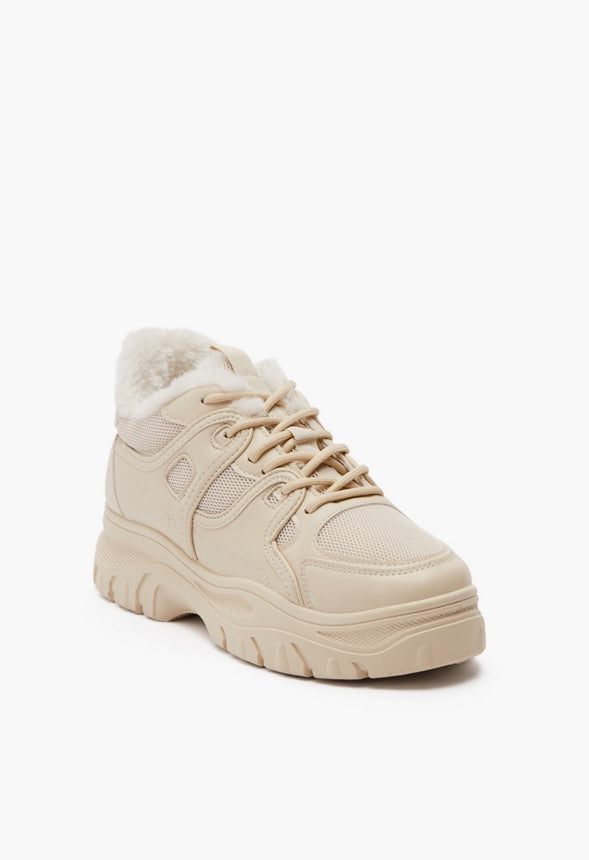 GEORGIA FAUX FUR CHUNKY SNEAKER Birch