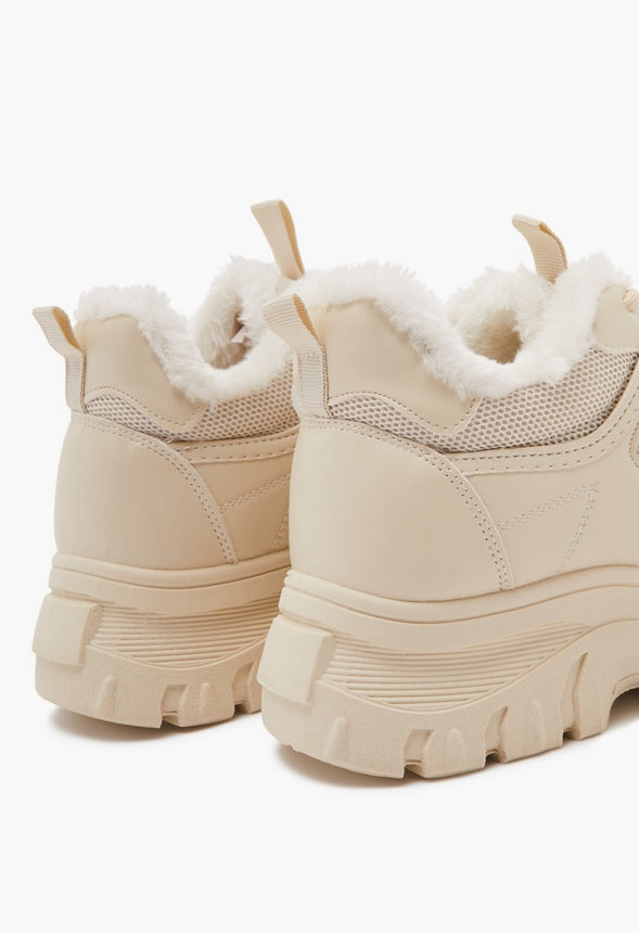 GEORGIA FAUX FUR CHUNKY SNEAKER Birch
