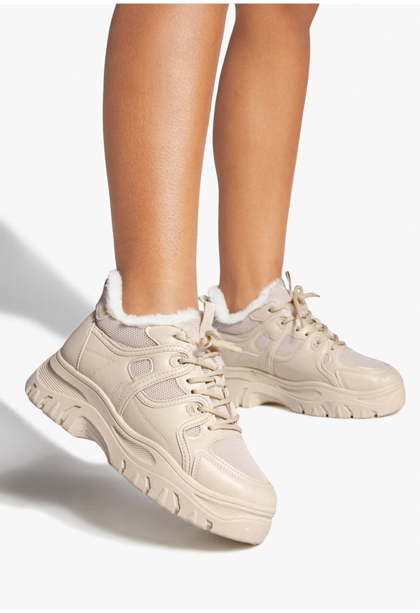 GEORGIA FAUX FUR CHUNKY SNEAKER Birch