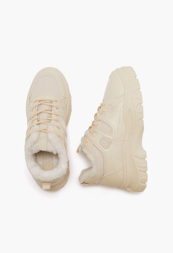 GEORGIA FAUX FUR CHUNKY SNEAKER Birch