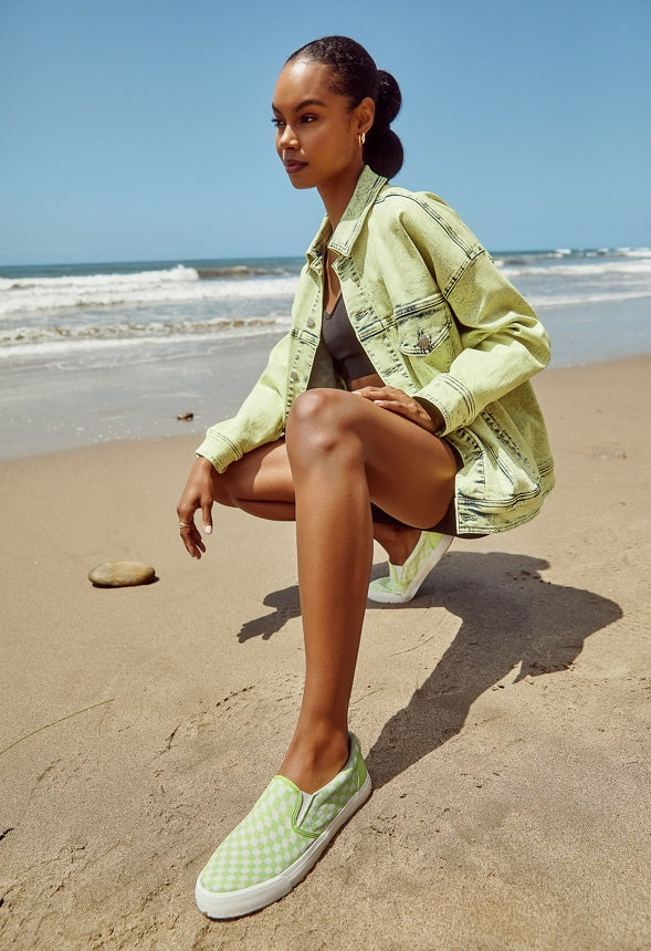 Lexy Slip-On Sneaker Wild Lime Wavy Check