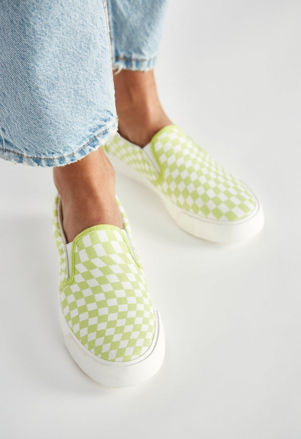 Lexy Slip-On Sneaker Wild Lime Wavy Check