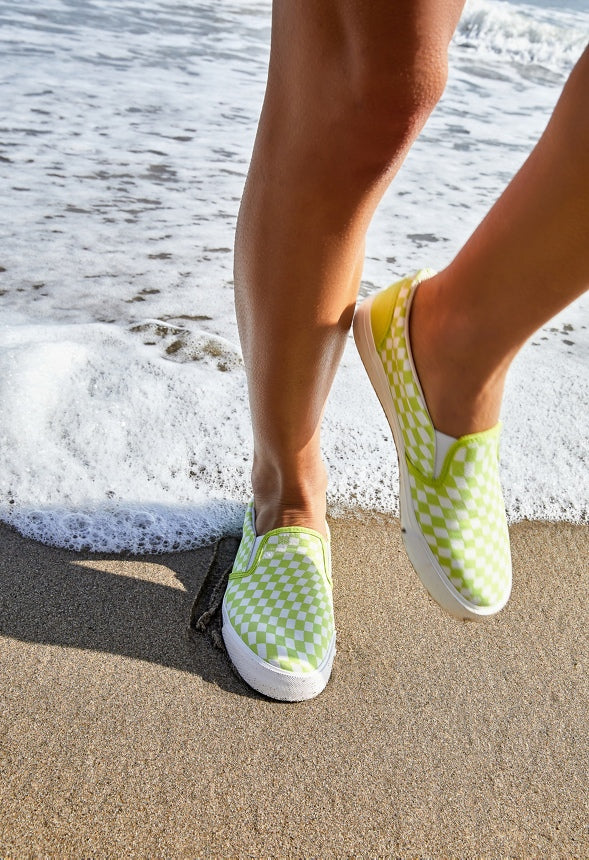 Lexy Slip-On Sneaker Wild Lime Wavy Check