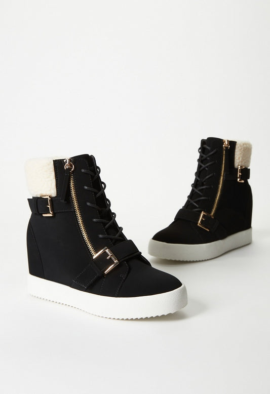 Selma High Top Wedge Sneaker Black/Natural