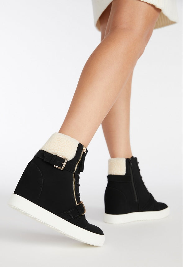 Selma High Top Wedge Sneaker Black/Natural