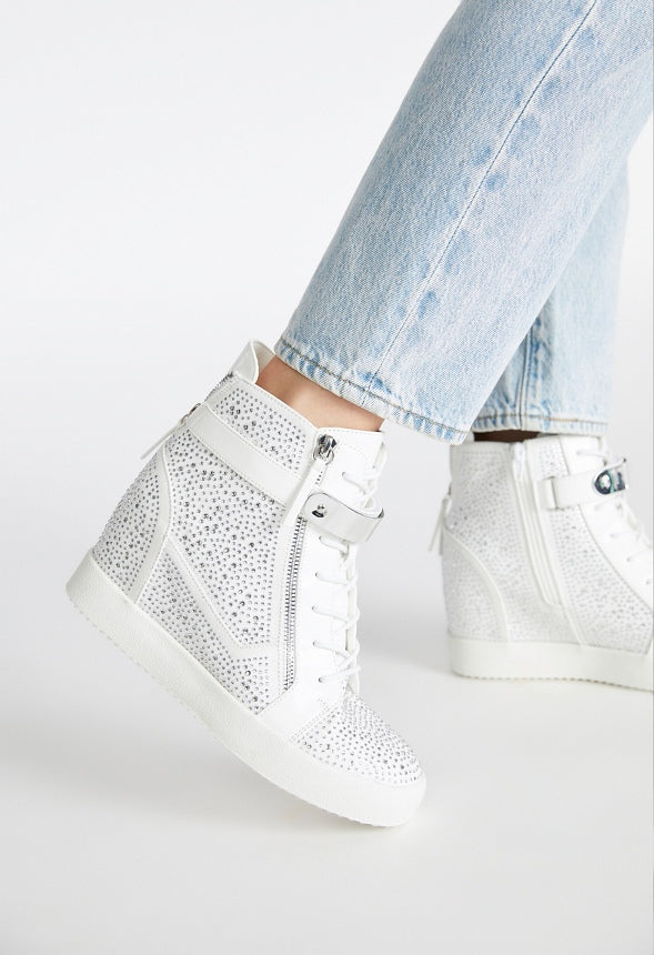 Trista High Top Wedge Sneaker Bright White/ Clear