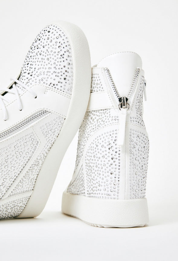 Trista High Top Wedge Sneaker Bright White/ Clear