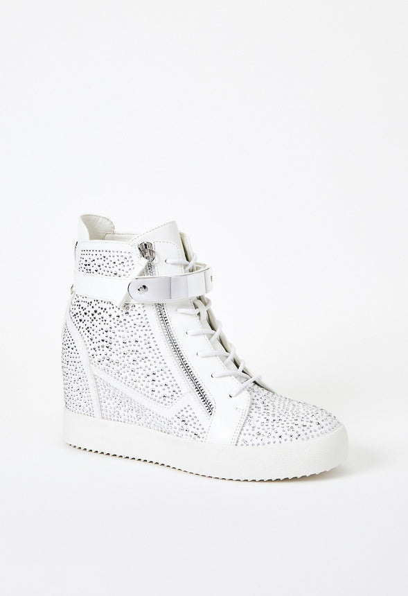 Trista High Top Wedge Sneaker Bright White/ Clear