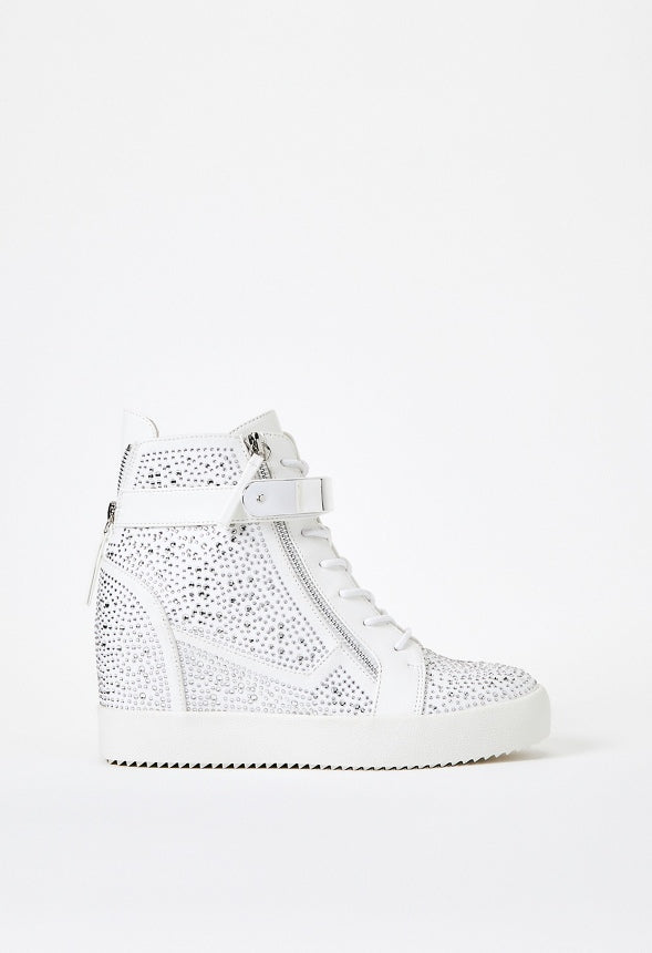 Trista High Top Wedge Sneaker Bright White/ Clear