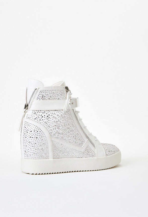 Trista High Top Wedge Sneaker Bright White/ Clear