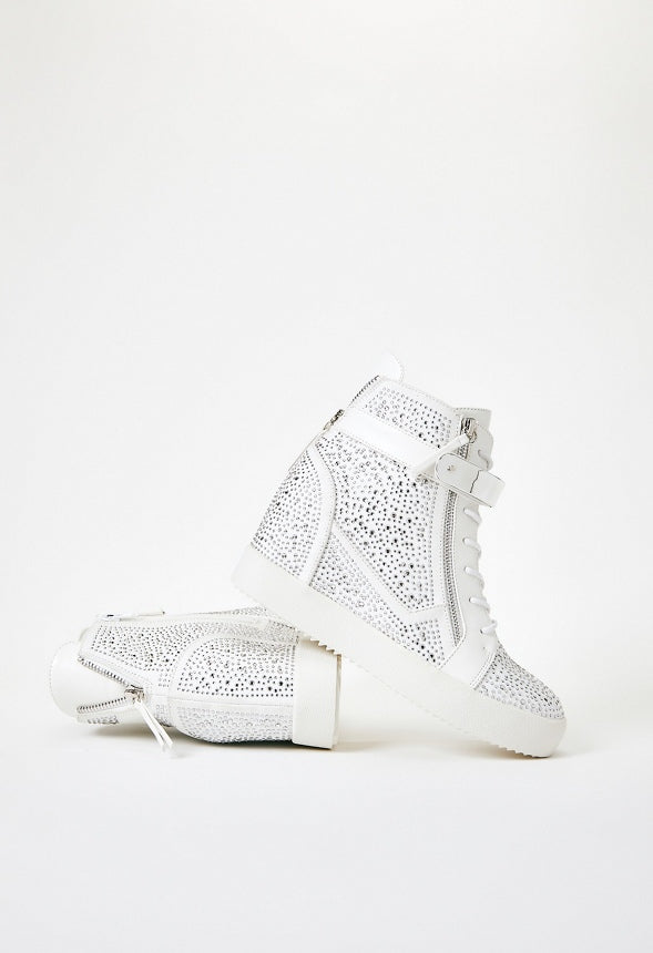 Trista High Top Wedge Sneaker Bright White/ Clear