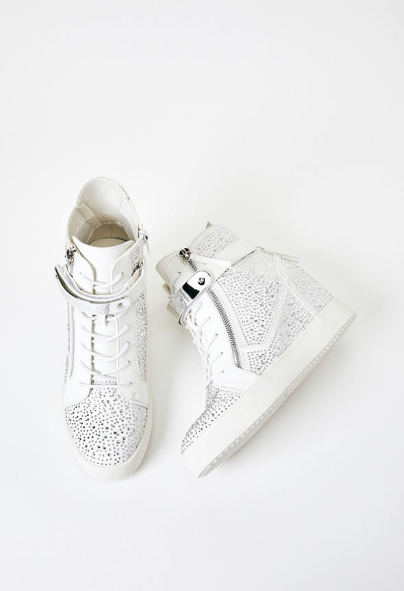 Trista High Top Wedge Sneaker Bright White/ Clear