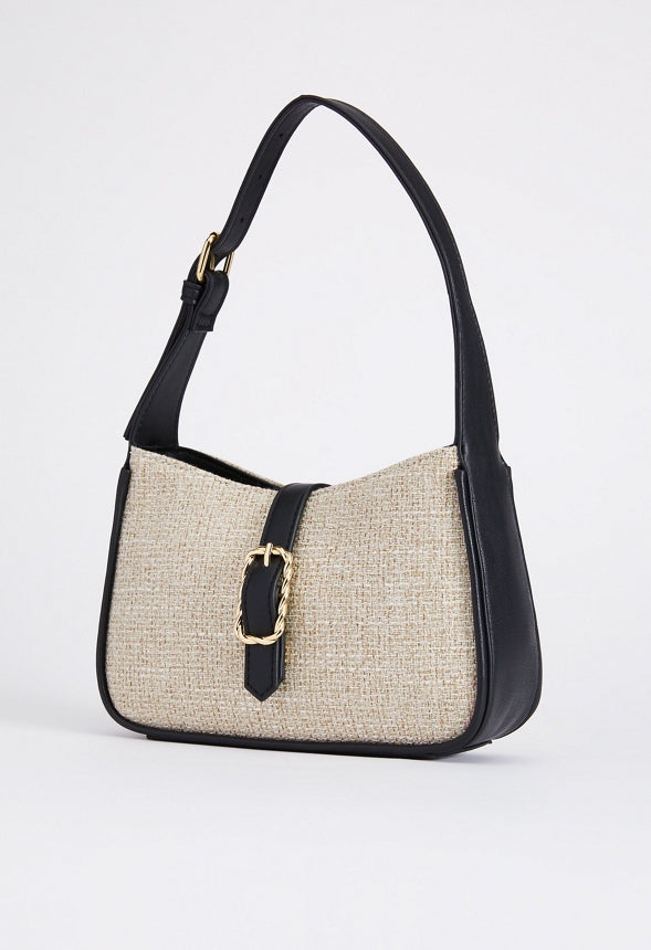 TWISTED HARDWARE SHOULDER BAG Linen/Black
