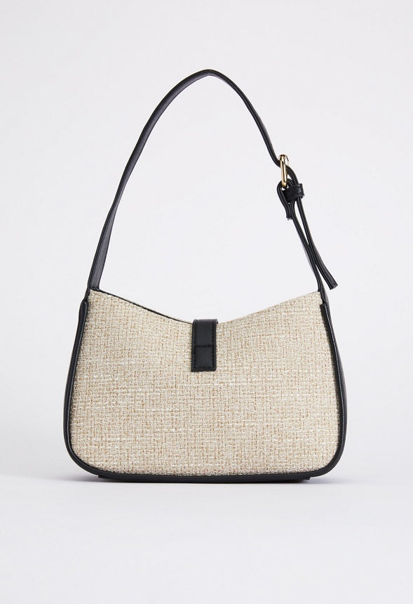 TWISTED HARDWARE SHOULDER BAG Linen/Black