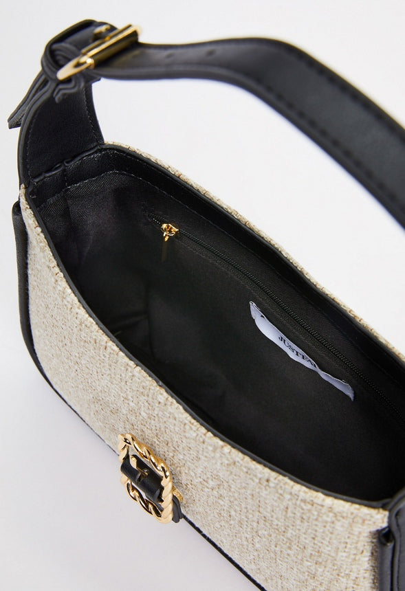 TWISTED HARDWARE SHOULDER BAG Linen/Black