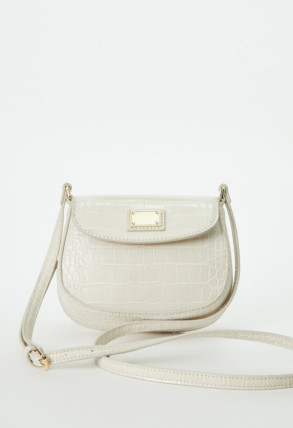 SHOULDER BAG WITH METAL PLATE Birch Croc