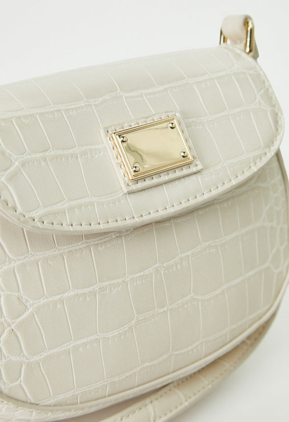 SHOULDER BAG WITH METAL PLATE Birch Croc