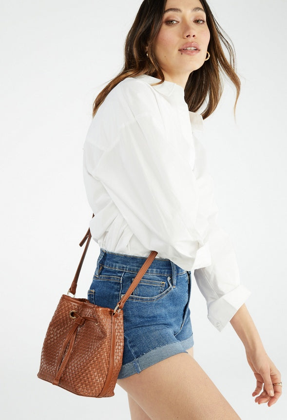 WOVEN BUCKET BAG French Oak
