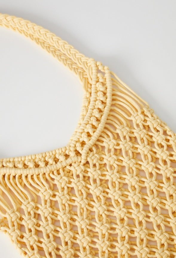 CROCHET FRINGE SHOULDER BAG Pale Banana