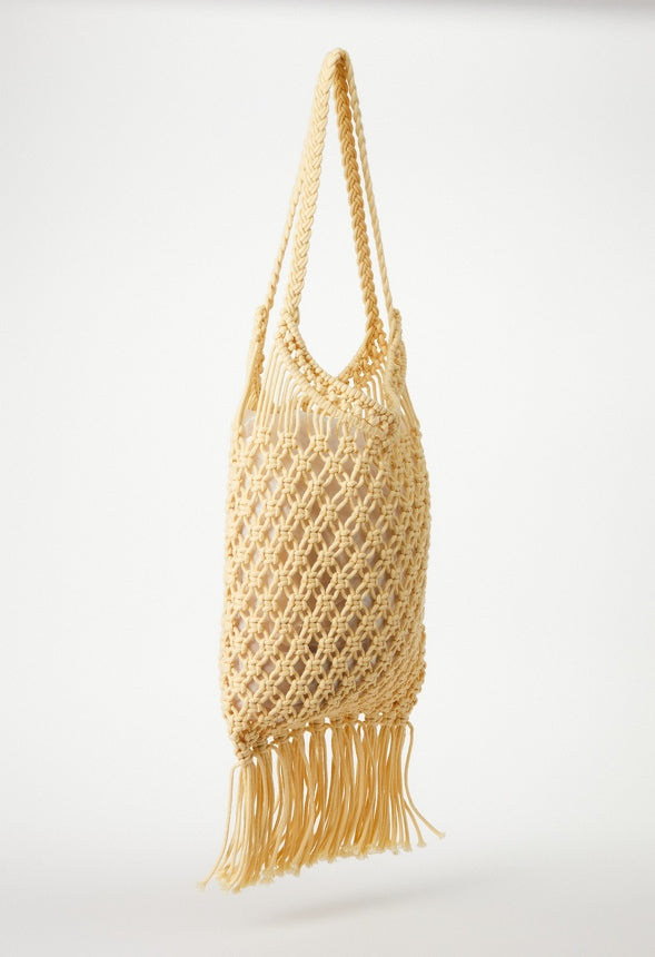 CROCHET FRINGE SHOULDER BAG Pale Banana