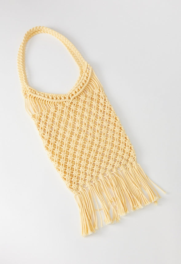 CROCHET FRINGE SHOULDER BAG Pale Banana
